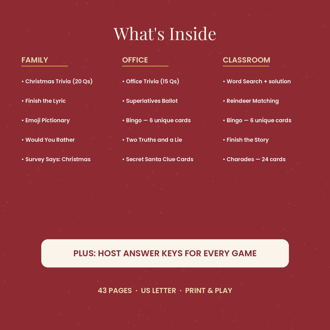Christmas Party Games — inside the bundle